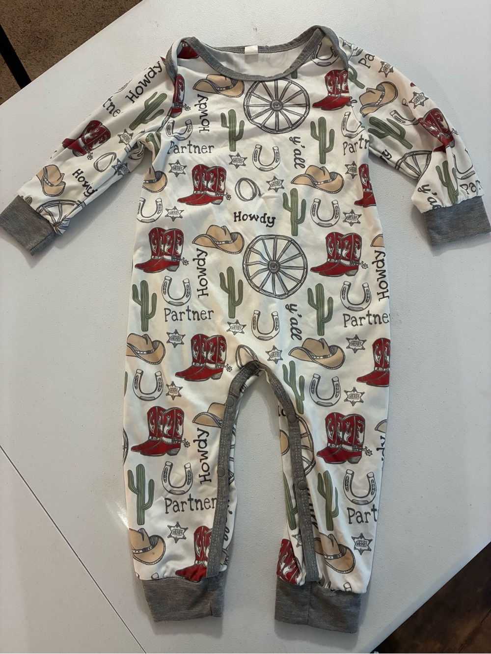 Toddler 12-18M Western Print One-Piece Romper